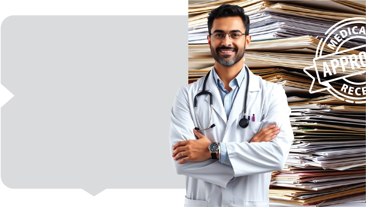 image of doctor with files behind him